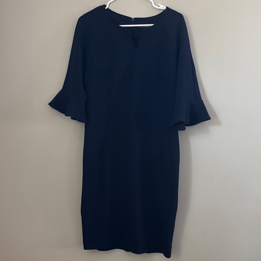 Chic Long Sleeve Navy Dress